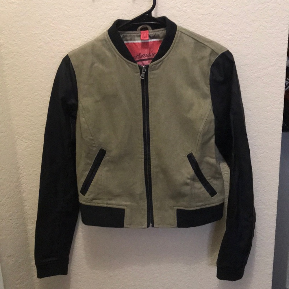 Green & black fabric/leather jacket